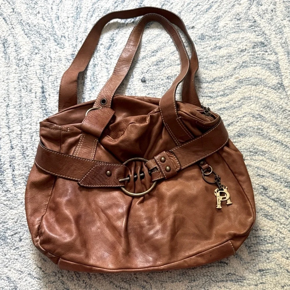 Robert Pietri vintage leather caramel hobo buckle purse